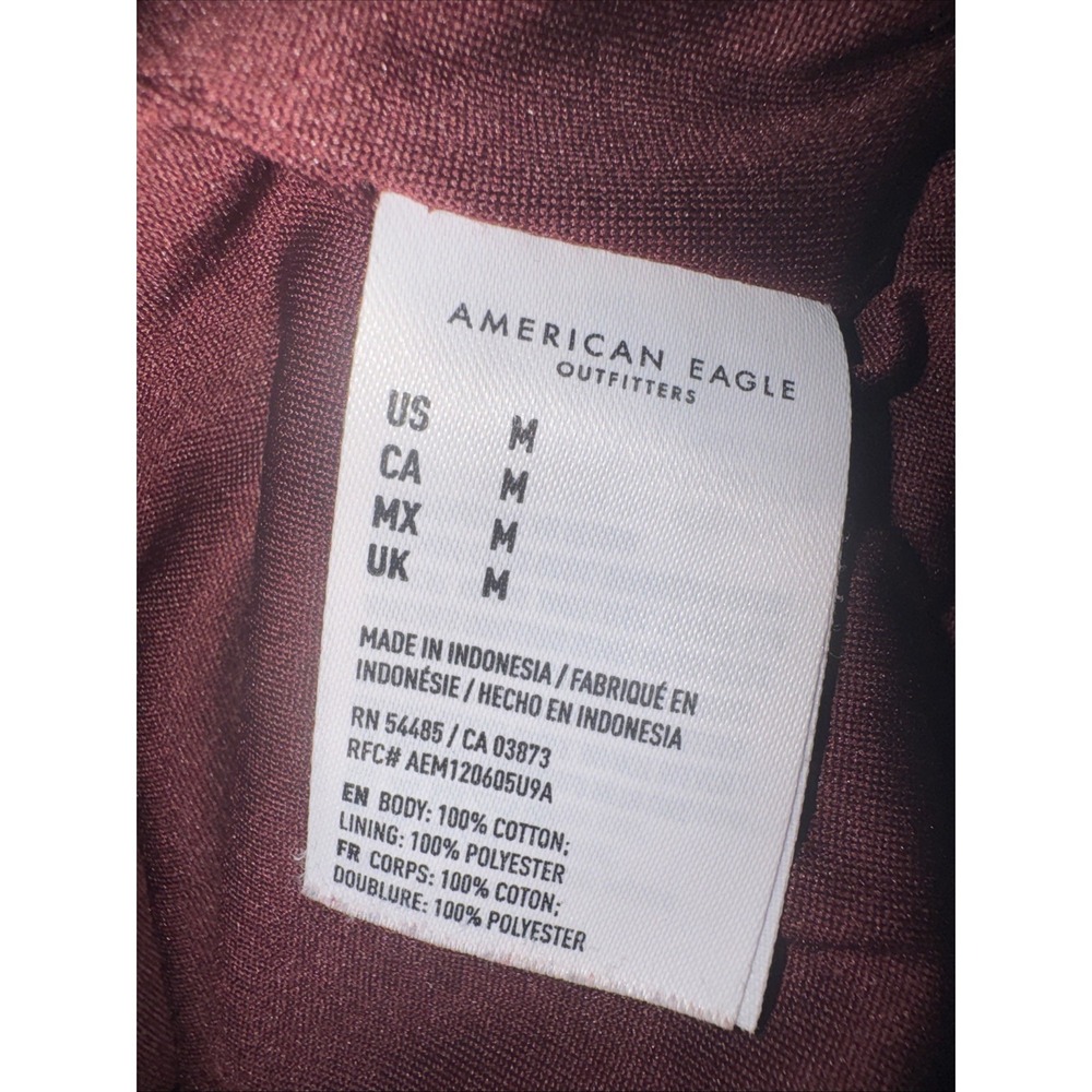 American Eagle Size Medium Corduroy Skirt Overall Dress Wine Adjustable Straps - Picture 16 of 16